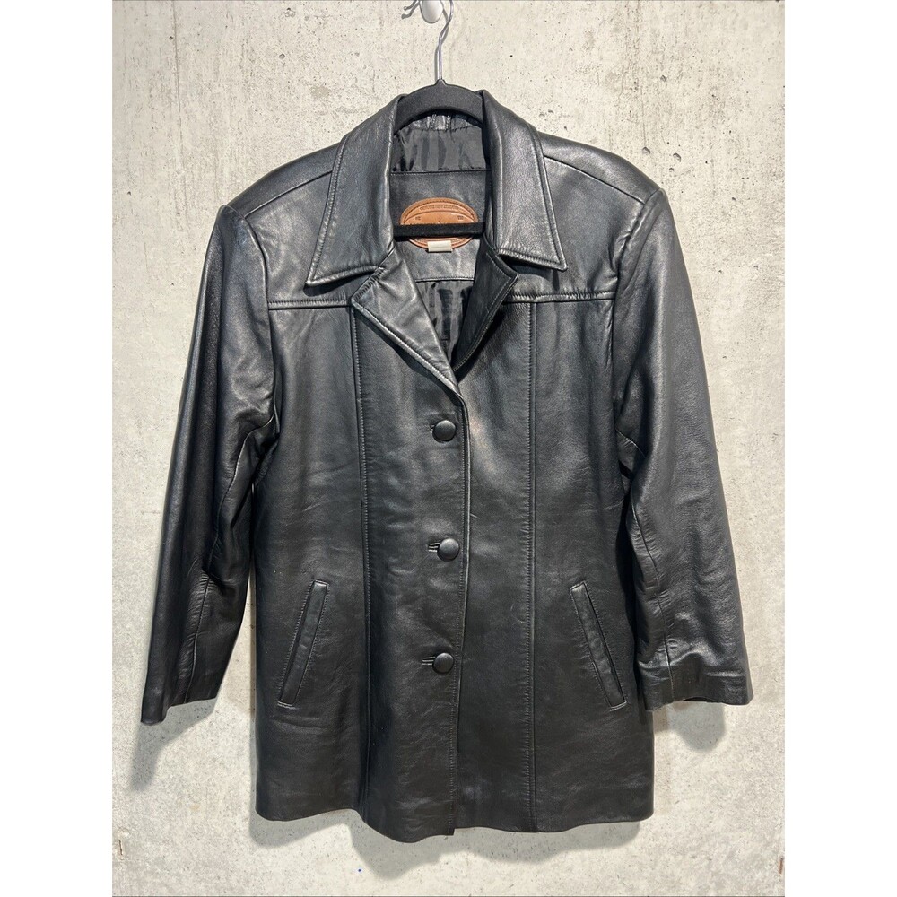 Genuine New Zealand Victoria Leather Jacket Coat Mens Large Button Front Vintage